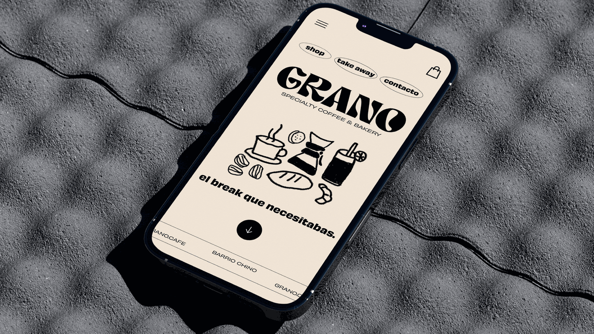GRANO: mockup de celular con animación de story